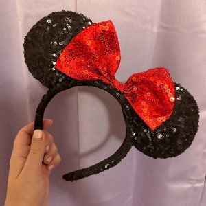 Disney Parks Official Black and Red Sequin Minnie Mouse Ears